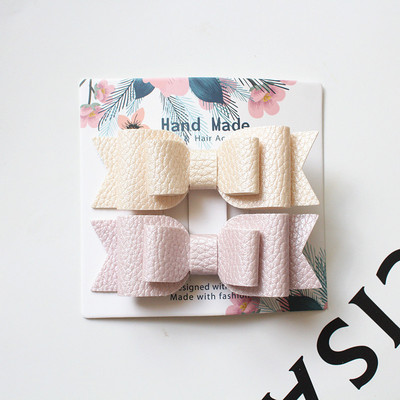 Slatki dječji dodatak za kosu 2 kom/kartica zakolka dlâ vol Prekrasna mašna PU kožne kopče za kosu za žene Slatke ukosnice za djevojke