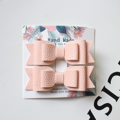 Slatki dječji dodatak za kosu 2 kom/kartica zakolka dlâ vol Prekrasna mašna PU kožne kopče za kosu za žene Slatke ukosnice za djevojke