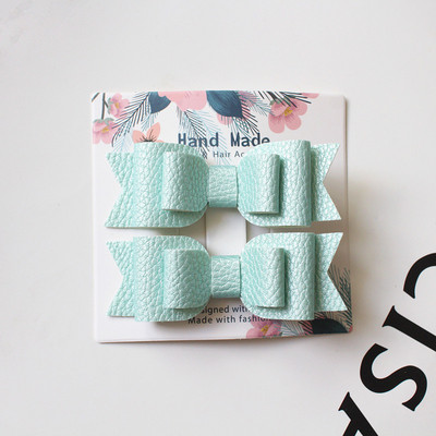 Slatki dječji dodatak za kosu 2 kom/kartica zakolka dlâ vol Prekrasna mašna PU kožne kopče za kosu za žene Slatke ukosnice za djevojke