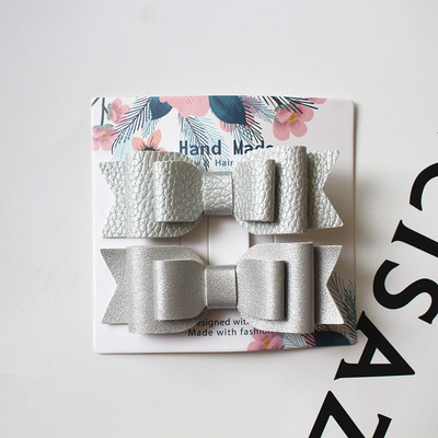 Slatki dječji dodatak za kosu 2 kom/kartica zakolka dlâ vol Prekrasna mašna PU kožne kopče za kosu za žene Slatke ukosnice za djevojke