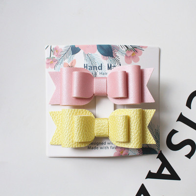 Slatki dječji dodatak za kosu 2 kom/kartica zakolka dlâ vol Prekrasna mašna PU kožne kopče za kosu za žene Slatke ukosnice za djevojke