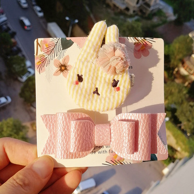 Slatki dječji dodatak za kosu 2 kom/kartica zakolka dlâ vol Prekrasna mašna PU kožne kopče za kosu za žene Slatke ukosnice za djevojke