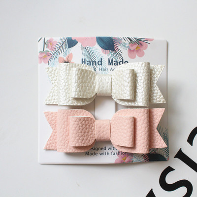 Slatki dječji dodatak za kosu 2 kom/kartica zakolka dlâ vol Prekrasna mašna PU kožne kopče za kosu za žene Slatke ukosnice za djevojke