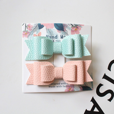 Slatki dječji dodatak za kosu 2 kom/kartica zakolka dlâ vol Prekrasna mašna PU kožne kopče za kosu za žene Slatke ukosnice za djevojke