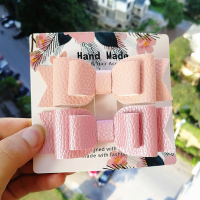 Slatki dječji dodatak za kosu 2 kom/kartica zakolka dlâ vol Prekrasna mašna PU kožne kopče za kosu za žene Slatke ukosnice za djevojke