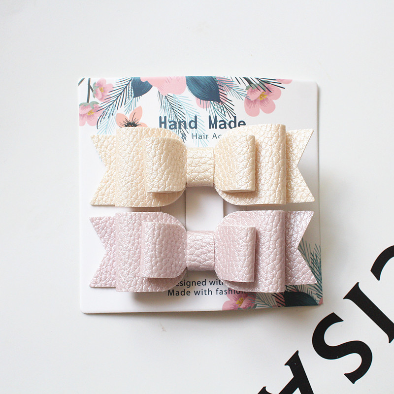 Slatki dječji dodatak za kosu 2 kom/kartica zakolka dlâ vol Prekrasna mašna PU kožne kopče za kosu za žene Slatke ukosnice za djevojke