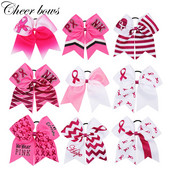 7" Cheer Bows Mell Cancel Awareness Haj masni lányoknak Rózsaszín csillogó szalag Bowknot elasztikus hajpánt Kézzel készített hajkiegészítők
