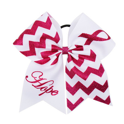 7" Cheer Bows Mell Cancel Awareness Haj masni lányoknak Rózsaszín csillogó szalag Bowknot elasztikus hajpánt Kézzel készített hajkiegészítők