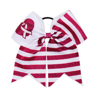 7" Cheer Bows Mell Cancel Awareness Haj masni lányoknak Rózsaszín csillogó szalag Bowknot elasztikus hajpánt Kézzel készített hajkiegészítők