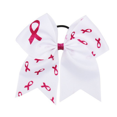 7" Cheer Bows Mell Cancel Awareness Haj masni lányoknak Rózsaszín csillogó szalag Bowknot elasztikus hajpánt Kézzel készített hajkiegészítők