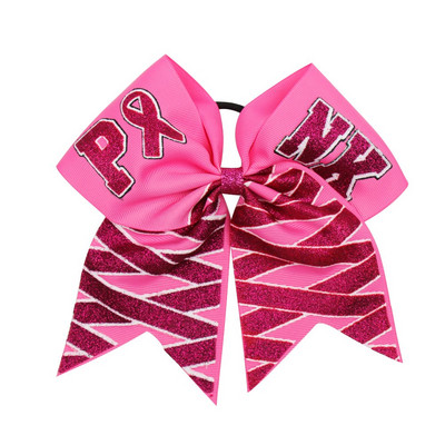 7" Cheer Bows Mell Cancel Awareness Haj masni lányoknak Rózsaszín csillogó szalag Bowknot elasztikus hajpánt Kézzel készített hajkiegészítők
