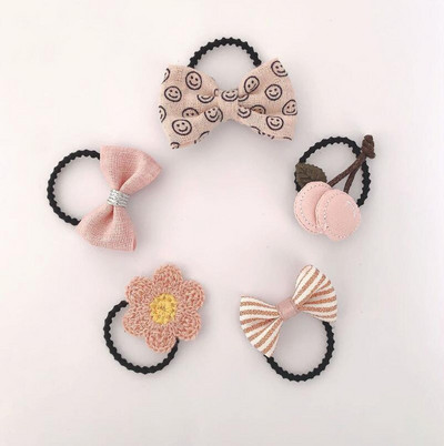 Elastične gumice za kosu za djevojčice 5 kom./vrećici Gumice za kosu s cvjetićima Užad za malu djecu Mašnice Rezalice za kosu Dodaci za kosu za djevojčice
