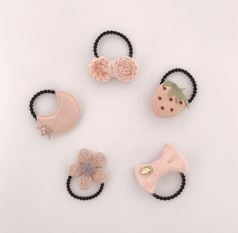 Elastične gumice za kosu za djevojčice 5 kom./vrećici Gumice za kosu s cvjetićima Užad za malu djecu Mašnice Rezalice za kosu Dodaci za kosu za djevojčice