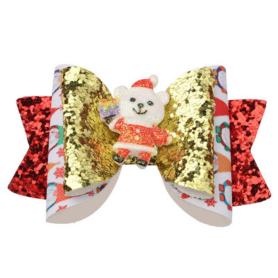 ncmama 3" Božićna mašna za kosu Dodaci za kosu Štipaljke za djevojčice Djece Svjetlucavi rogovi Lastin rep Mašne za kosu Božićni darovi