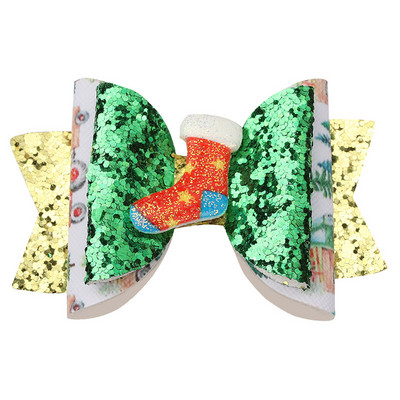 ncmama 3" Božićna mašna za kosu Dodaci za kosu Štipaljke za djevojčice Djece Svjetlucavi rogovi Lastin rep Mašne za kosu Božićni darovi