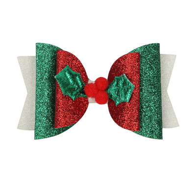 ncmama 3" Božićna mašna za kosu Dodaci za kosu Štipaljke za djevojčice Djece Svjetlucavi rogovi Lastin rep Mašne za kosu Božićni darovi