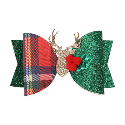 ncmama 3" Božićna mašna za kosu Dodaci za kosu Štipaljke za djevojčice Djece Svjetlucavi rogovi Lastin rep Mašne za kosu Božićni darovi