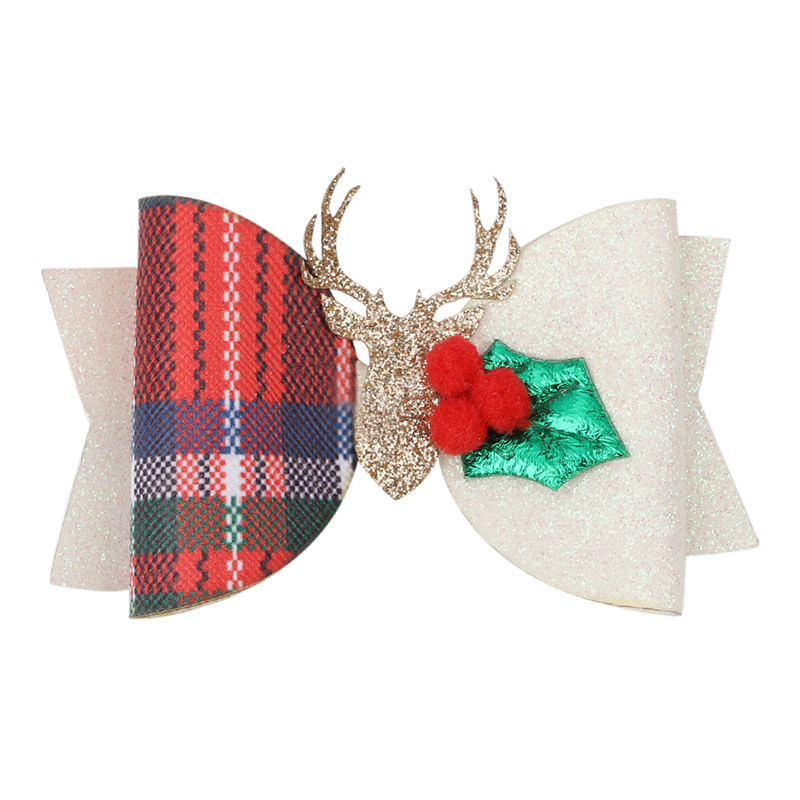 ncmama 3" Božićna mašna za kosu Dodaci za kosu Štipaljke za djevojčice Djece Svjetlucavi rogovi Lastin rep Mašne za kosu Božićni darovi