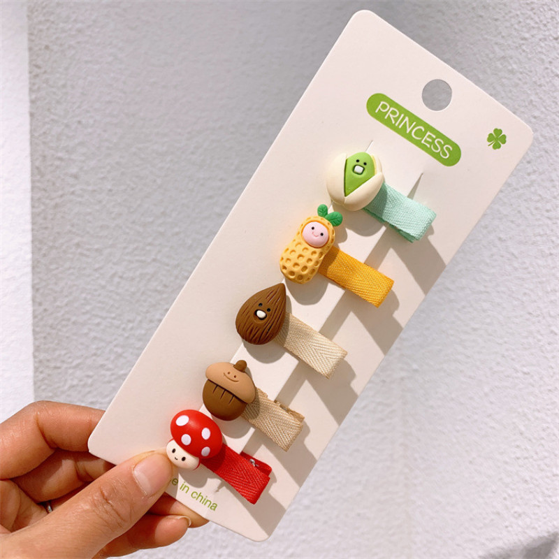 5 kom. Nova korejska slatka dječja kopča za kosu, pokrivala za glavu, modna dječja jednostavna slatka ukosnica s voćem i crtanim filmom.