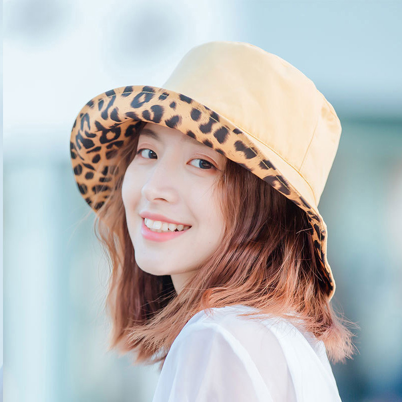 Q Ženske ribarske kape sa suncobranom Kapa za odmor na moru, modna, popularna, dvostrana šešir za sunčanje širokog oboda s leopard printom
