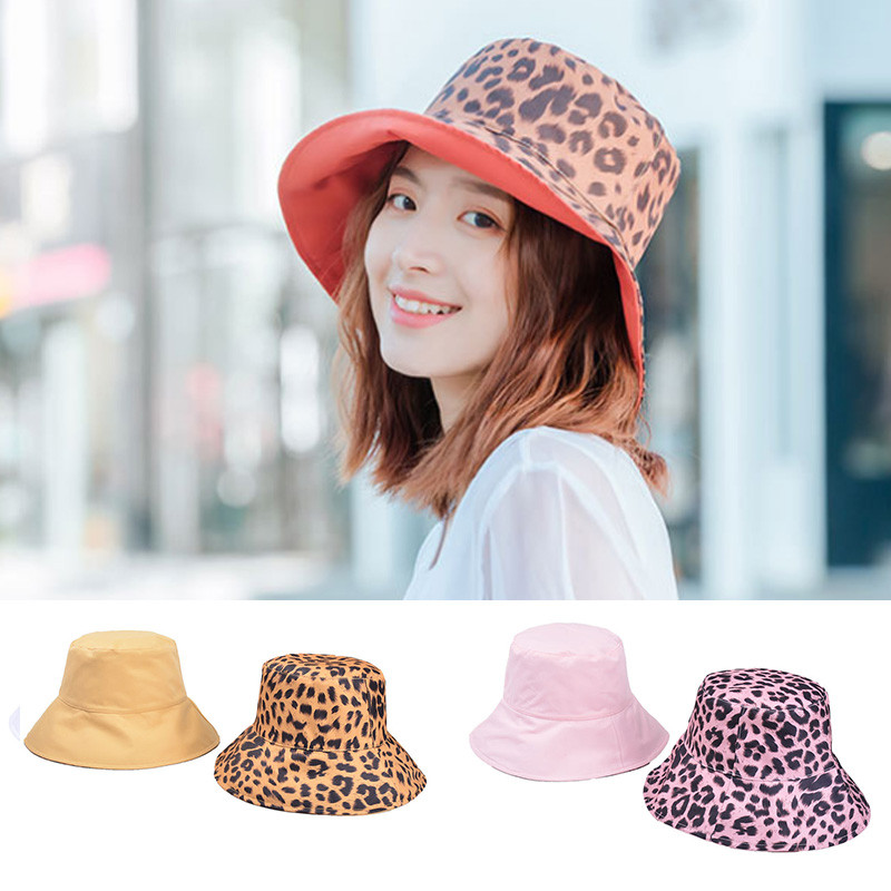 Q Ženske ribarske kape sa suncobranom Kapa za odmor na moru, modna, popularna, dvostrana šešir za sunčanje širokog oboda s leopard printom