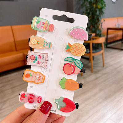 10 bucăți/set fete drăguțe din desene animate sticle de băutură pentru femei ace de păr din rășină acrilică agrafe de păr din metal accesorii pentru păr de Crăciun