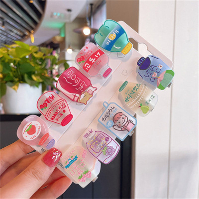 10 bucăți/set fete drăguțe din desene animate sticle de băutură pentru femei ace de păr din rășină acrilică agrafe de păr din metal accesorii pentru păr de Crăciun