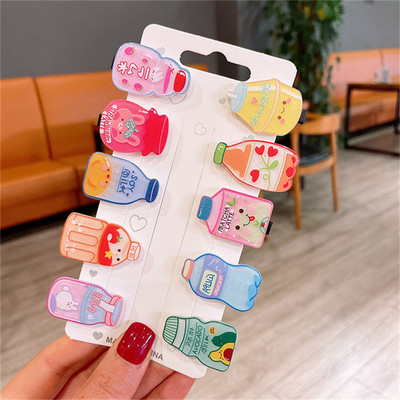 10 bucăți/set fete drăguțe din desene animate sticle de băutură pentru femei ace de păr din rășină acrilică agrafe de păr din metal accesorii pentru păr de Crăciun