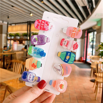 10 bucăți/set fete drăguțe din desene animate sticle de băutură pentru femei ace de păr din rășină acrilică agrafe de păr din metal accesorii pentru păr de Crăciun