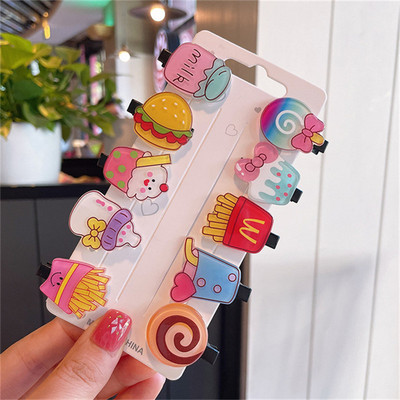 10 bucăți/set fete drăguțe din desene animate sticle de băutură pentru femei ace de păr din rășină acrilică agrafe de păr din metal accesorii pentru păr de Crăciun