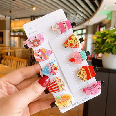 10 bucăți/set fete drăguțe din desene animate sticle de băutură pentru femei ace de păr din rășină acrilică agrafe de păr din metal accesorii pentru păr de Crăciun