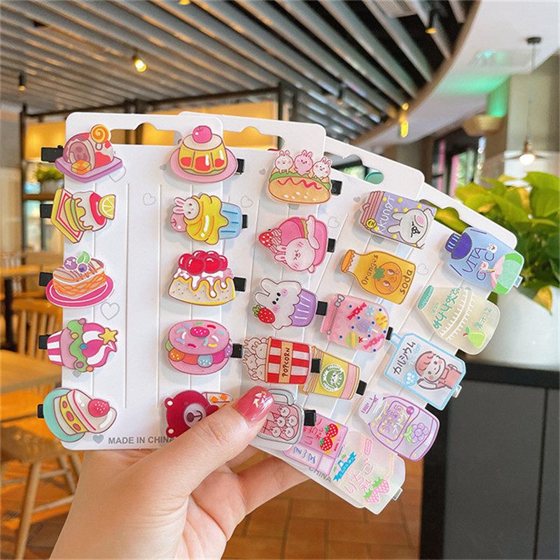 10 bucăți/set fete drăguțe din desene animate sticle de băutură pentru femei ace de păr din rășină acrilică agrafe de păr din metal accesorii pentru păr de Crăciun