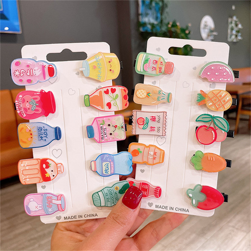 10 bucăți/set fete drăguțe din desene animate sticle de băutură pentru femei ace de păr din rășină acrilică agrafe de păr din metal accesorii pentru păr de Crăciun