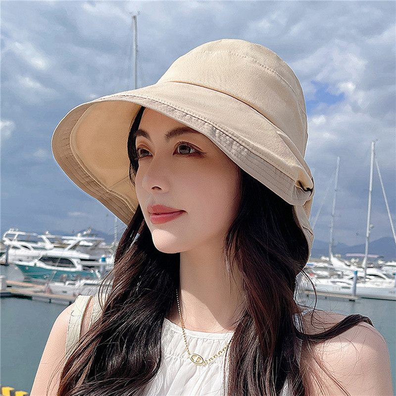 Papion pentru femei de vară, la modă, cu boruri largi, pălărie de soare, șapcă de pescar, pentru plajă, rezistentă la UV, pălărie cu găleată