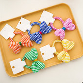 1 komad gumica za kosu s mašnama Karirane gumice za kosu Elastične gumice za djevojčice Dječji dodaci za kosu