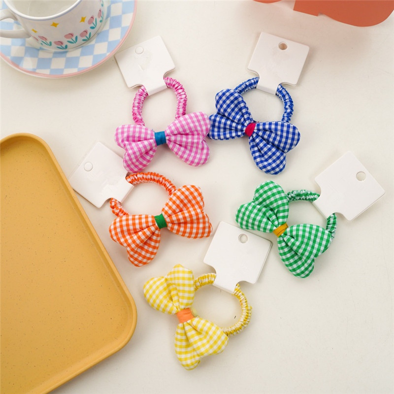 1 komad gumica za kosu s mašnama Karirane gumice za kosu Elastične gumice za djevojčice Dječji dodaci za kosu