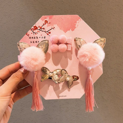 Crvene naušnice Komplet crvenih pokrivala za glavu Leptir Pokrivala za glavu u kineskom stilu Novogodišnja ukosnica Zec kopča za kosu Dječja ukosnica