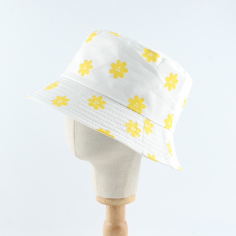 Ljetni bijeli crni šešir s printom tratinčica Ženski modni šešir za sunčanje za plažu Reverzibilni bob chapeau Ženski cvjetni panama ribarski šešir