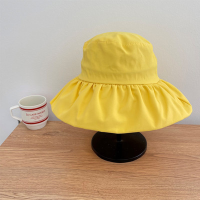 Vasarą nauja, kvėpuojanti, dideli raukiniai, krašteliai solidžios saldainių spalvos, madinga kibiro skrybėlė moterims, kelionėms lauke, reguliuojama saulės žvejo kepurė