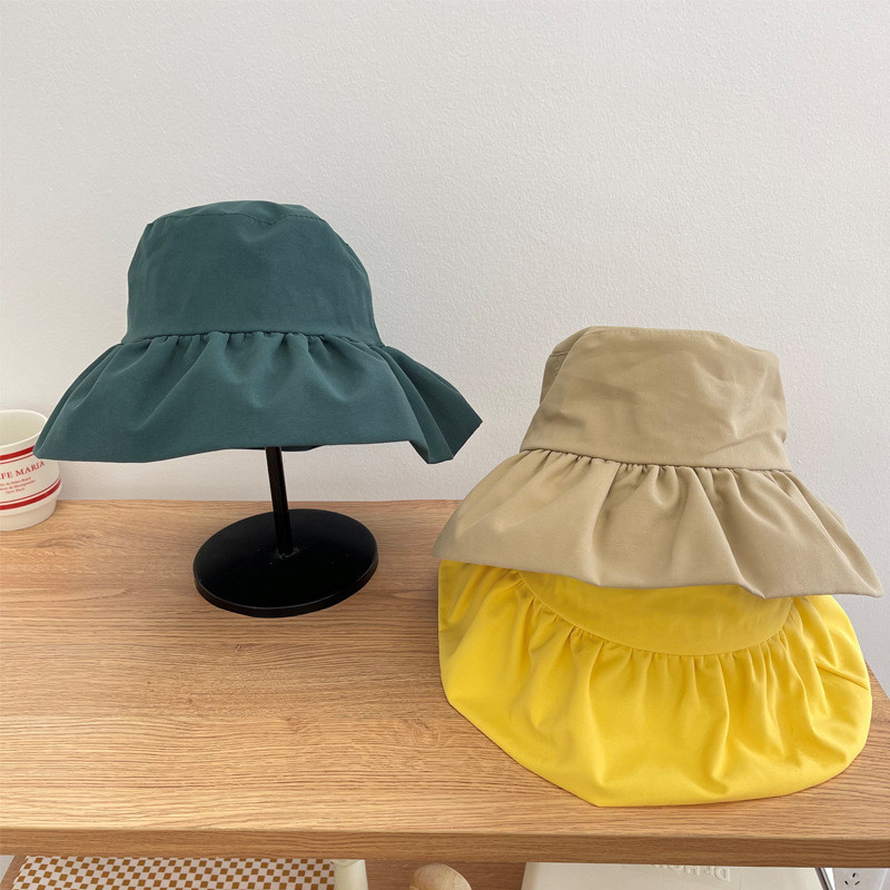 Vasarą nauja, kvėpuojanti, dideli raukiniai, krašteliai solidžios saldainių spalvos, madinga kibiro skrybėlė moterims, kelionėms lauke, reguliuojama saulės žvejo kepurė