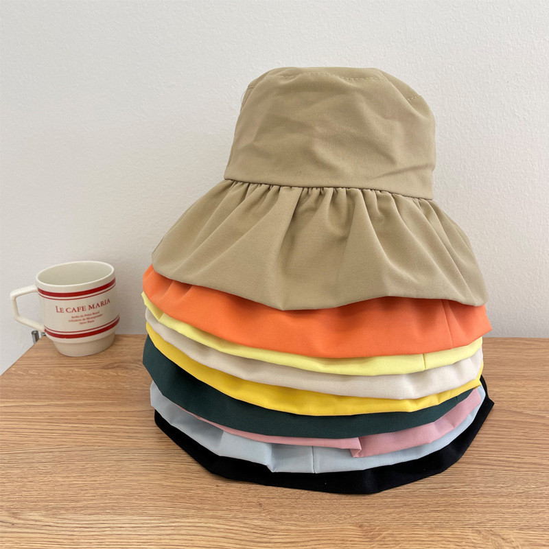 Vasarą nauja, kvėpuojanti, dideli raukiniai, krašteliai solidžios saldainių spalvos, madinga kibiro skrybėlė moterims, kelionėms lauke, reguliuojama saulės žvejo kepurė