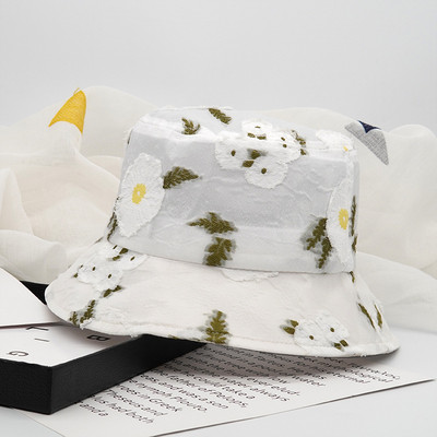 2021-es divat virágmintás vödrök sapka női átlátszó panamai csipke Virágos halászkalap Beach napsapka nyári női női