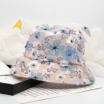 2021-es divat virágmintás vödrök sapka női átlátszó panamai csipke Virágos halászkalap Beach napsapka nyári női női