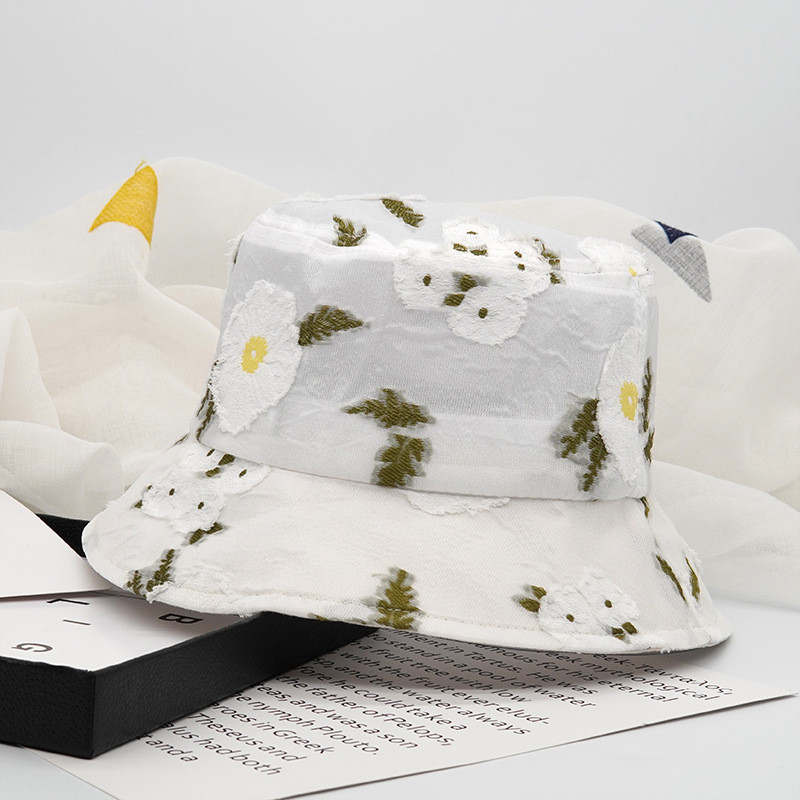 2021-es divat virágmintás vödrök sapka női átlátszó panamai csipke Virágos halászkalap Beach napsapka nyári női női