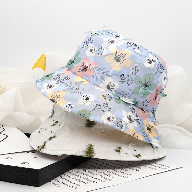 2021-es divat virágmintás vödrök sapka női átlátszó panamai csipke Virágos halászkalap Beach napsapka nyári női női