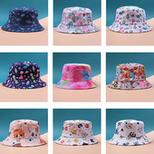 Pălărie cu găleată cu protecție solară de vară pentru copii șapcă Panama imprimeu Hip Hop Gorros Pescuit Pălării de pescar Îmbrăcăminte dublă la modă