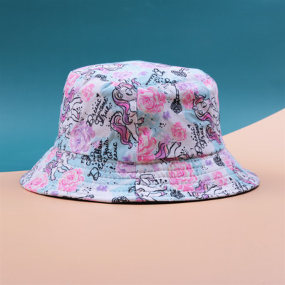 Pălărie cu găleată cu protecție solară de vară pentru copii șapcă Panama imprimeu Hip Hop Gorros Pescuit Pălării de pescar Îmbrăcăminte dublă la modă