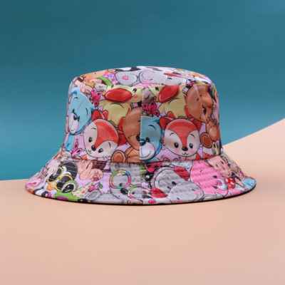 Pălărie cu găleată cu protecție solară de vară pentru copii șapcă Panama imprimeu Hip Hop Gorros Pescuit Pălării de pescar Îmbrăcăminte dublă la modă