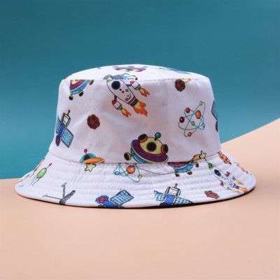 Pălărie cu găleată cu protecție solară de vară pentru copii șapcă Panama imprimeu Hip Hop Gorros Pescuit Pălării de pescar Îmbrăcăminte dublă la modă
