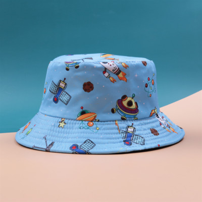 Pălărie cu găleată cu protecție solară de vară pentru copii șapcă Panama imprimeu Hip Hop Gorros Pescuit Pălării de pescar Îmbrăcăminte dublă la modă